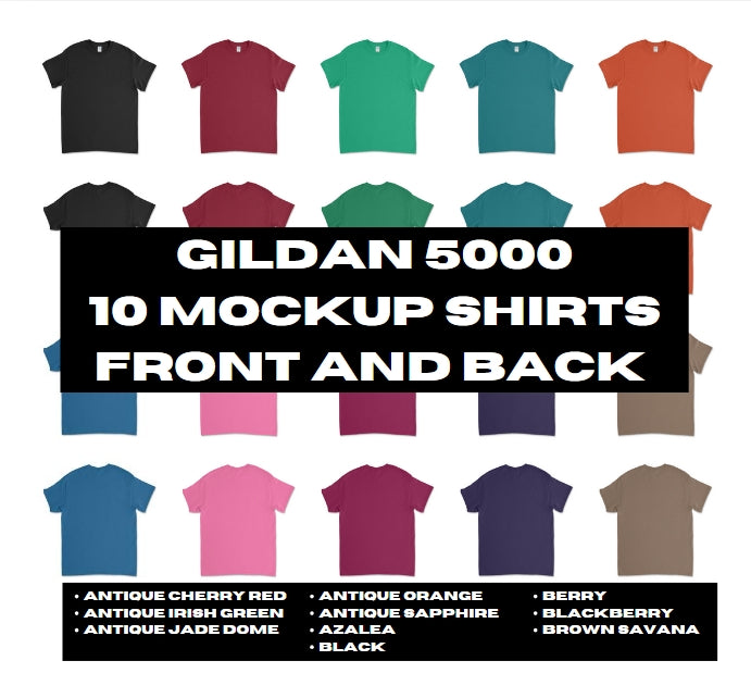 T-shirt 10pcs Mockup Bundle (Front & Back) Set 1