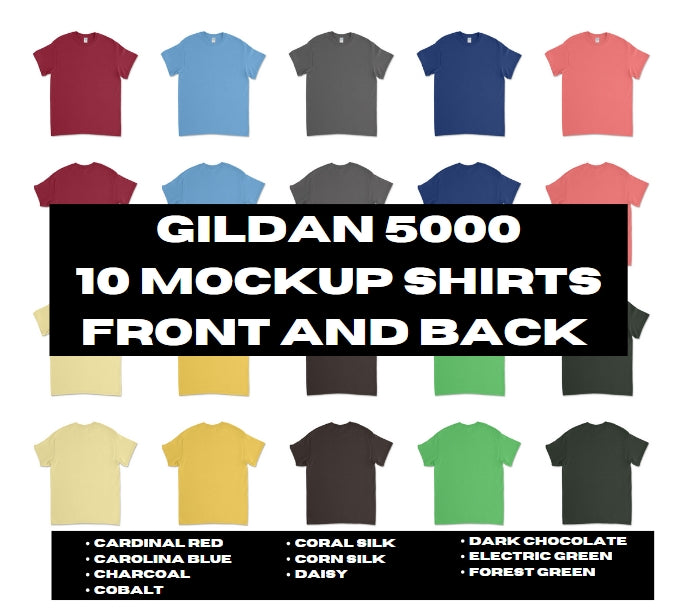 T-shirt 10pcs Mockup Bundle (Front & Back) Set 2