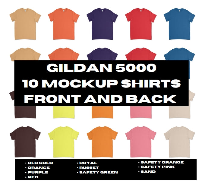 T-shirt 10pcs Mockup Bundle (Front & Back) Set 5