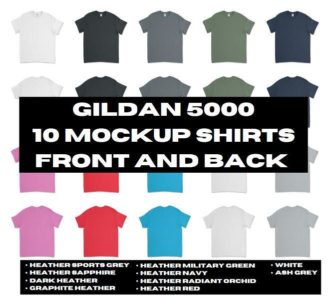 T-shirt 10pcs Mockup Bundle (Front & Back) Set 7