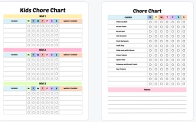 Chore Chart for Kids Planner (Editable)